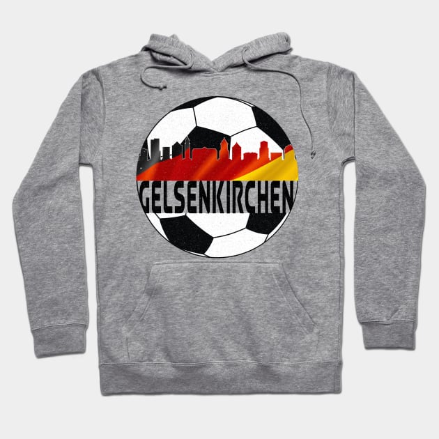 Gelsenkirchen Germany Euro 2024 football—Black text Hoodie by Rocky Ro Designs